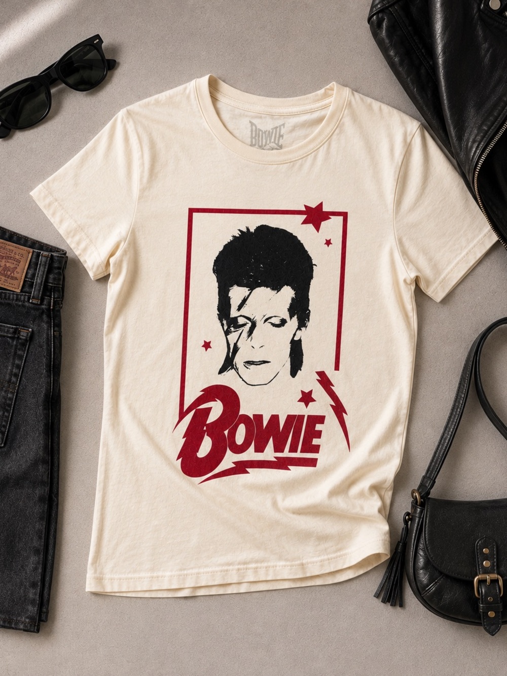 David Bowie Official Graphic T-Shirt Tee Cream Size L 100% Cotton - Picture 2 of 5
